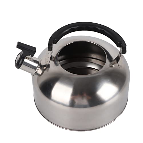 Wasserkocher Tee Pfeifen Gonetre 3 l langlebig Edelstahl Flötenflasche leichte Wasserkocher für Campingausflüge Wandern Kochen Grillen Festival (Edelstahlfarbe) von Gonetre