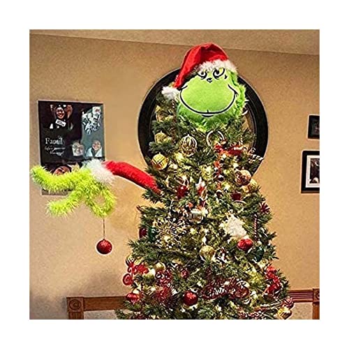 Furry Green Arm Head for Christmas Tree Decorations,Christmas Elf Body Decorations Stole Christmas,Furry Plush Doll Green Grinch Arm Ornament Holder for Christmas Party. (Hand+Head) von Goniome