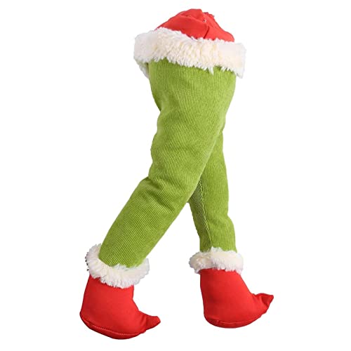 Furry Green Arm Head for Christmas Tree Decorations,Christmas Elf Body Decorations Stole Christmas,Furry Plush Doll Green Grinch Arm Ornament Holder for Christmas Party. (Leg) von Goniome