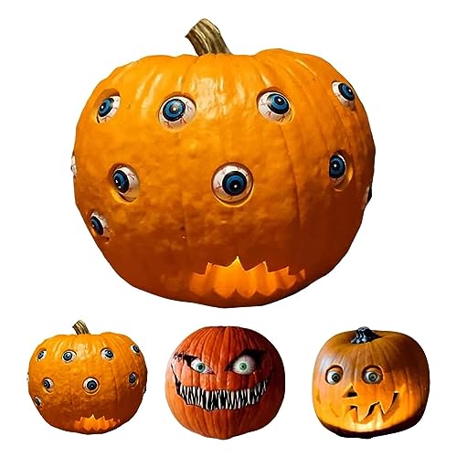 Goniome Scary Halloween Pumpkin with Moving Eyes,Halloween Pumpkin,Multi Eye Squint Pumpkin Halloween Decorations,Halloween Artificial Pumpkins Decoration,for Home Table Kitchen Decor (A) von Goniome