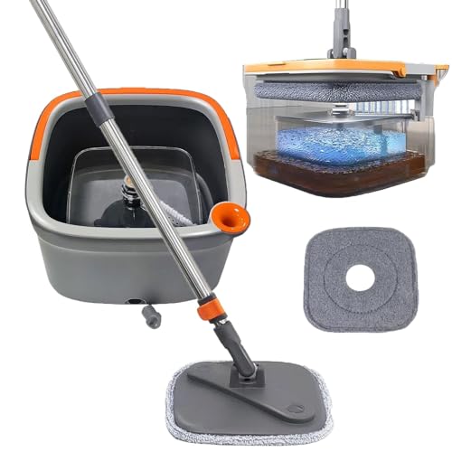 Spin Mop and Bucket Set, Self Wash Spin Mop M16, Mop Bucket with Wringer, Mop Bucket Set, Mop Set for Floor Cleaning,Spin Mop Separate Clean and Dirty Water, Wet and Dry Use. (3 Cloth) von Goniome