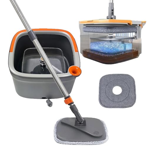 Spin Mop and Bucket Set, Self Wash Spin Mop M16, Mop Bucket with Wringer, Mop Bucket Set, Mop Set for Floor Cleaning,Spin Mop Separate Clean and Dirty Water, Wet and Dry Use. (5 Cloth) von Goniome