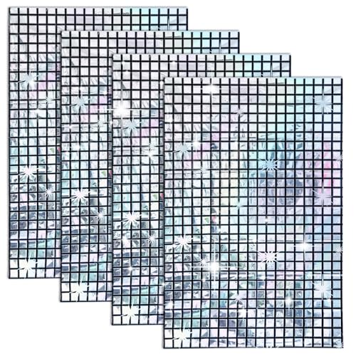 4 Stück Disco Glitzervorhang Lametta Tischläufer Glitzervorhang Silber Lametta Vorhang 1mx2 m Glitzer Vorhang Party Deko für Geburtstag Disco Deko Fotohintergrund Hochzeitsfoto Discokugel Tischläufer von GooDengFull