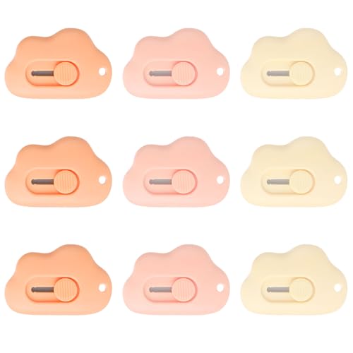 9 Stück Cuttermesser Klein Kartonschneider Mini Cuttermesser Cloud Utility Messer Tiktok Trend Sachenpaketöffner Cute Stuff Schulsachen Aesthetic Kawaii Stuff Cuttermesser Basteln für Pappe Schacht von GooDengFull