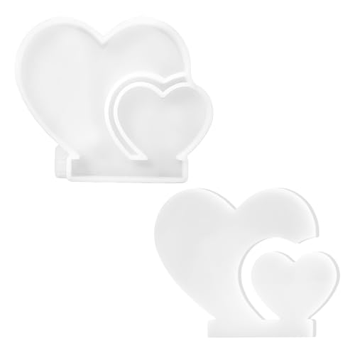 Silikonform Herz Kerzenhalter Silikonformen Gießformen Kerzen Valentinstag Muttertag Silikonformen GießFormen Kerzenhalter Gießform Hochzeit Weihnachten für Diy Kerzen Dekoration Handmade (2 Herz) von GooDengFull