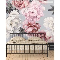 Pfingstrose Tapete, Rosa Blumenwand, Benutzerdefinierte Modernes Wandbild von GooDreamWall