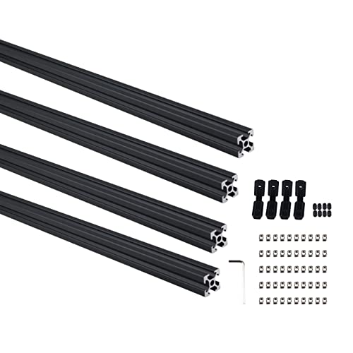 GooEquip 4 Stück 500mm T-Slot 2020 Aluminiumprofil Extrusions Aluprofil Norm Eloxierte Schwarze Linearschiene für 3D-Drucker und CNC-DIY-Lasergravurmaschine von GooEquip