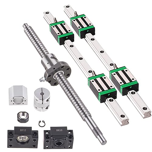 GooEquip Linearführung HGR20-200mm Linearschiene mit 4PCS Gleitblock + 1PCS SFU1605-250mm Kugelumlaufspindel mit Kugelmutter, BF12/BK12 Unterstützung, DSG16H, Kupplung für 3D Drucker CNC Maschine von GooEquip