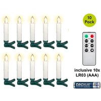 Goobay - 10 kabellose LED-Weihnachtsbaumkerzen inkl. 10x aaa (LR03), mit Klemmen, Timerfunktion und Fernbedienung, dimmbar, warmweiß (2500-2700 k). von Goobay