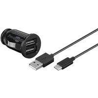 Goobay - Dual-USB Auto-Ladeset usb-c™, usb-a (12 w), Kfz-Ladeadapter mit 2x USB-A-Anschlüssen, USB-C™-Kabel, 1 m, schwarz. von Goobay