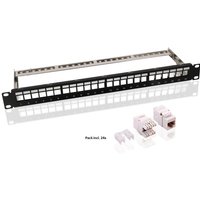 Goobay - 19-Zoll (48,3 cm) Keystone Patch Panel Leergehäuse Set (1 he), inkl. 24x CAT-6-Module (utp). von Goobay