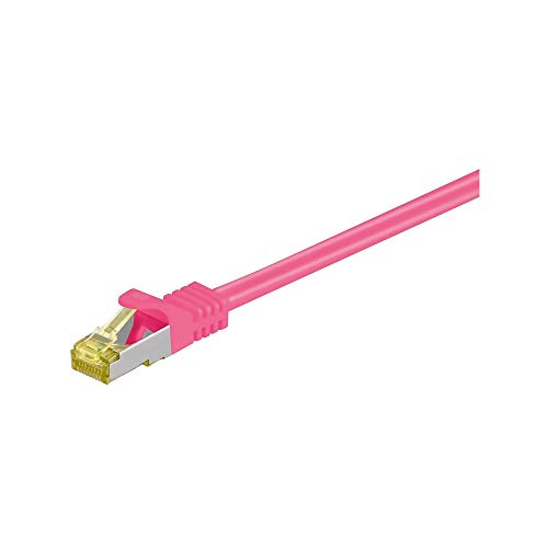 Goobay 91569 RJ45 Patchkabel CAT 6A S/FTP (PiMF) mit CAT 7 Rohkabel / 500 MHz Netzwerkkabel / Internetkabel RJ 45 Stecker / LAN Kabel / Magenta 0,25m von goobay