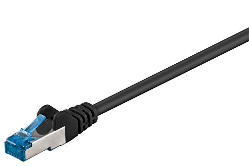 Goobay 92698 CAT 6a PatchKabel, EthernetKabel, doppelt geschirmt, S-FTP bis 10000 Mbits, 500 Mhz, halogenfrei Kupfer Kabel, RJ-45 Stecker, vergoldete Kontakte, 1,5m, Schwarz von goobay