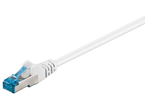 Goobay 92711 CAT 6a PatchKabel, EthernetKabel, doppelt geschirmt, S-FTP bis 10000 Mbits, 500 Mhz, halogenfrei Kupfer Kabel, RJ-45 Stecker, vergoldete Kontakte, 2m, Weiß von goobay