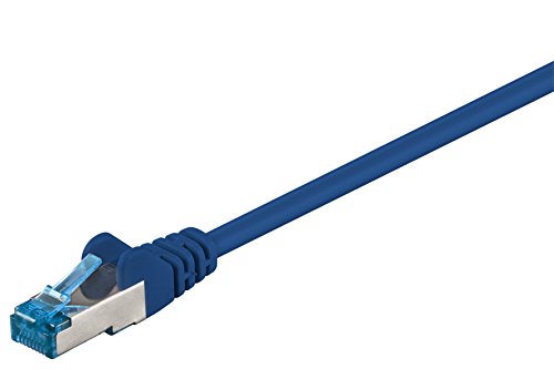 Goobay 92728 CAT 6a PatchKabel, EthernetKabel, doppelt geschirmt, S-FTP bis 10000 Mbits, 500 Mhz, halogenfrei Kupfer Kabel, RJ-45 Stecker, vergoldete Kontakte, 15m, Blau von goobay