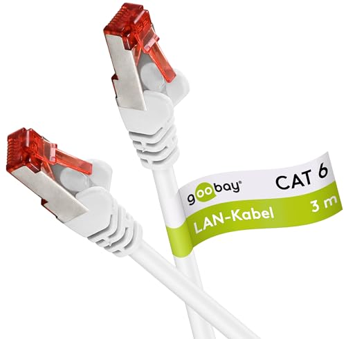 Goobay 92760 CAT 6 Kabel Lan Netzwerkkabel für Gigabit Ethernet S-FTP doppelt geschirmtes Patchkabel mit RJ45 Stecker, 3m, Weiß Goobay 92760 CAT 6 Kabel Lan Netzwerkkabel für Gigabit Ethernet S-FTP doppelt geschirmtes Patchkabel mit RJ45 Stecker, 3m, Weiß von goobay