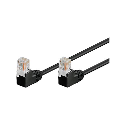 Goobay 96087 CAT 5e Patchkabel 2x 90° Gewinkelt, U/UTP, Schwarz, 2x RJ45-Stecker 90° (8P8C) von goobay