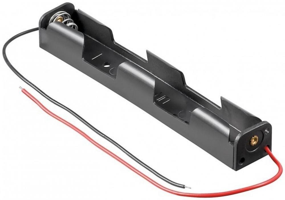 Goobay Batteriebox Batteriehalter für 2x Mignon AA 1+1 mit 150mm Anschlusskabel von Goobay