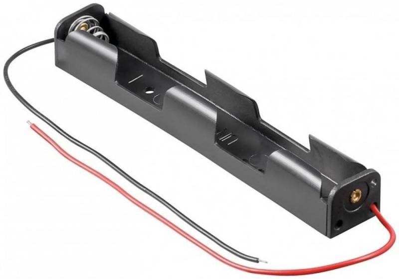 Goobay Batteriebox Batteriehalter für 2x Mignon AA 1+1 mit 150mm Anschlusskabel von Goobay