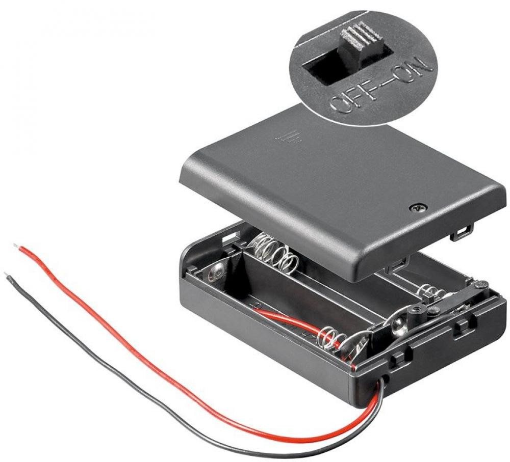 Goobay Batteriebox Batteriehalter für 3x Mignon AA mit 150mm Anschlusskabel und von Goobay