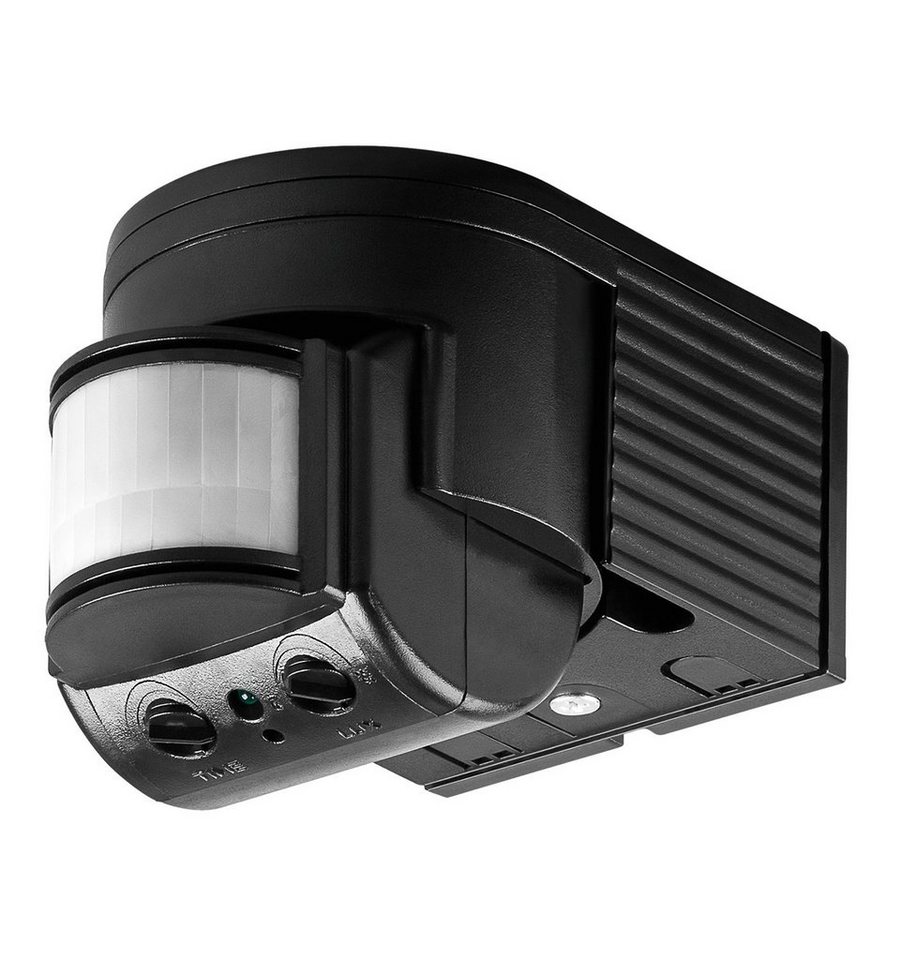 Goobay Bewegungsmelder Außenbereich Infrarot Melder mit 180 Grad PIR Sensor, (300 W / Schraubklemmen), 12m Reichweite, Aufputz Wandmontage, Schwarz von Goobay