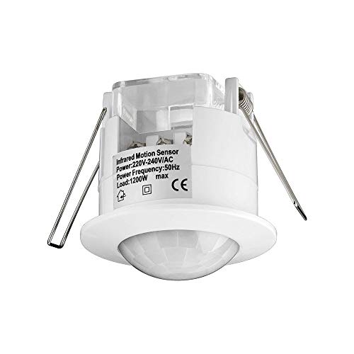 Goobay 95173 Infrarot Bewegungsmelder für Innen IP20, 360° PIR Sensor für LED Deckenleuchte Melder Decke Unterputz Montage 6 m Reichweite, Weiß von goobay