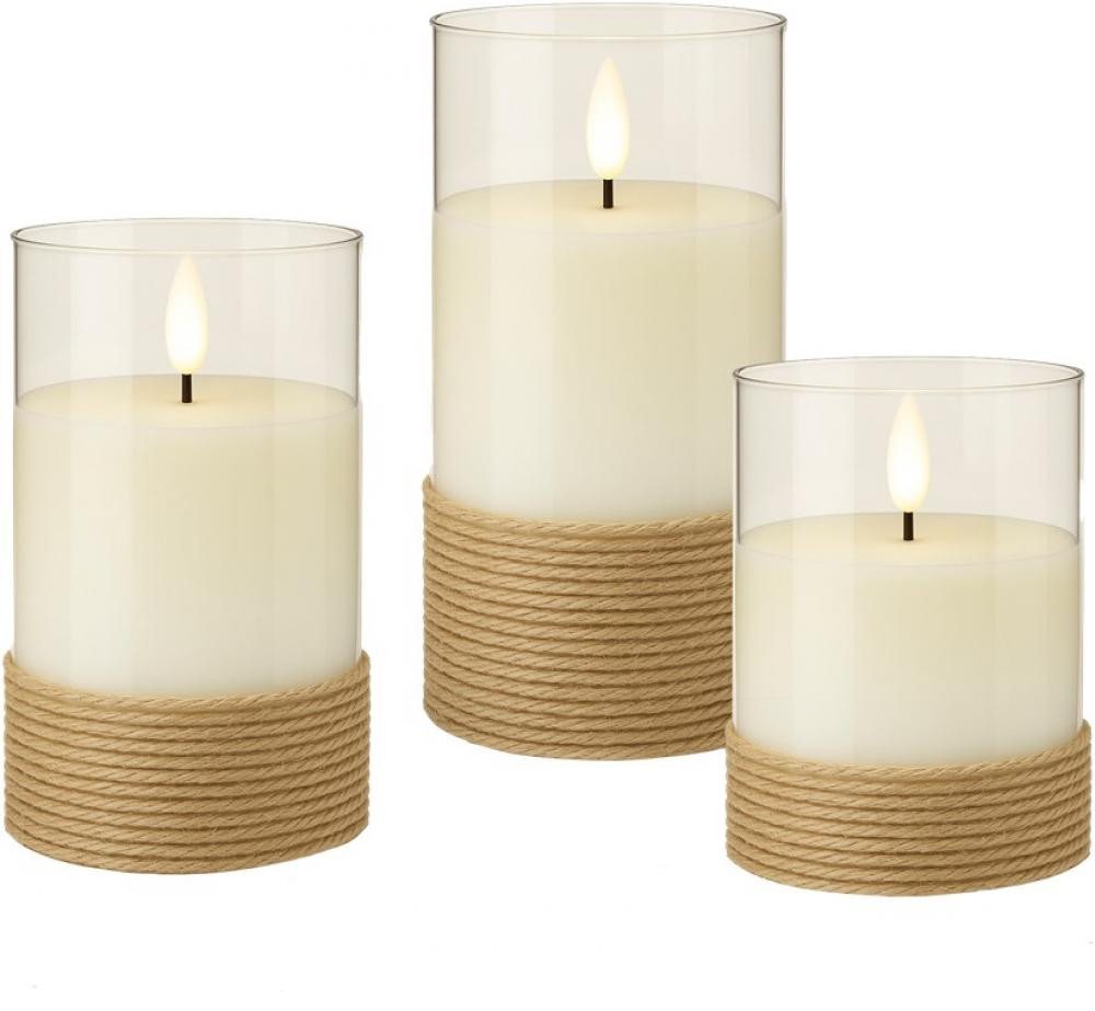 Goobay LED Dekolicht Goobay LED Echtwachs-Kerzen 3er Set, 3D-Flammenkegel, Timer, warmweiß von Goobay