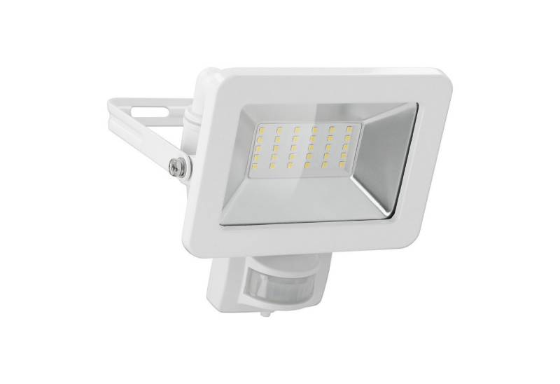 Goobay LED Flutlichtstrahler LED Außenstrahler mit Bewegungsmelder 30 W Scheinwerfer, LED fest integriert, Neutralweiß, 4000 K / 2550 lm / M16 Kabelverschraubung / Weiß von Goobay