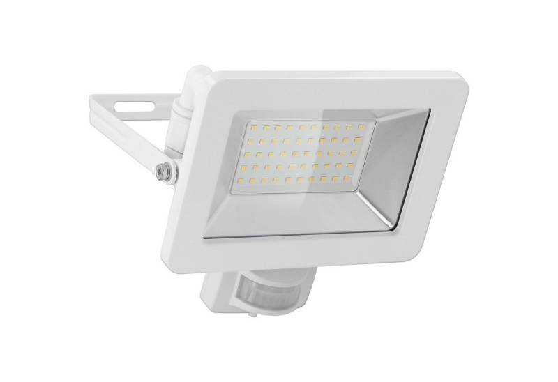 Goobay LED Flutlichtstrahler LED Außenstrahler mit Bewegungsmelder 50 W Scheinwerfer, LED fest integriert, Neutralweiß, 4000 K / 4250 lm / M16-Kabelverschraubung / Weiß von Goobay