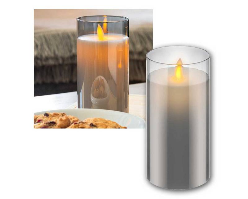 Goobay LED-Leuchtmittel LED-Echtwachs-Kerze im Rauch-Glas Ø7,5x15cm, Timer Goobay LED-Leuchtmittel LED-Echtwachs-Kerze im Rauch-Glas Ø7,5x15cm, Timer von Goobay