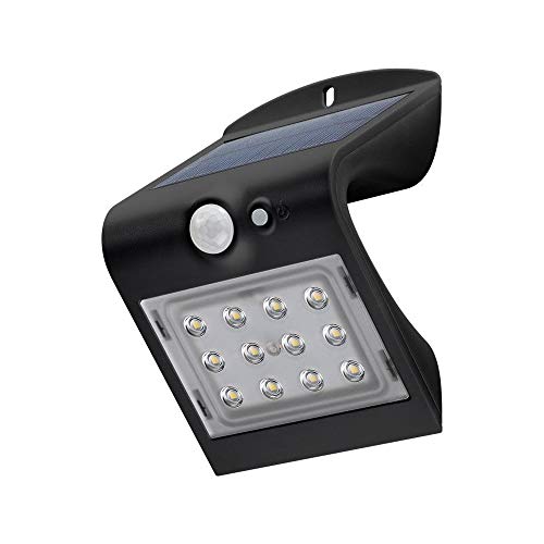 Goobay 45801 LED Solarleuchte Außenstrahler mit Bewegungsmelder Aussen / 1,5W Solar Lampe Outdoor / IP65 Gartenstrahler / Außenlampe mit Bewegungsmelder PIR Sensor / Schwarz von goobay