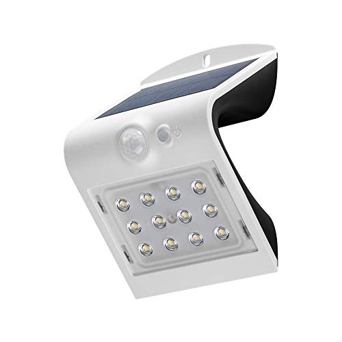 Goobay 45802 LED Solarleuchte Außenstrahler mit Bewegungsmelder Aussen / 1,5W Solar Lampe Outdoor / IP65 Gartenstrahler / Außenlampe mit Bewegungsmelder PIR Sensor / Weiß von goobay