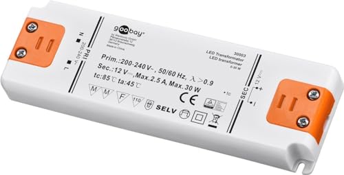 Goobay LED-Transformator; SELV Class II; DC-Betrieb 12 Volt 0,5-30 Watt von goobay