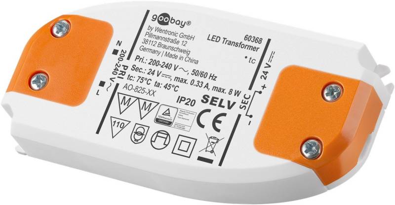 Goobay Lampenfassung Goobay 60368 LED-Trafo 24 V/8 W 24 V DC für LEDs bis 8 W Gesamtlast von Goobay