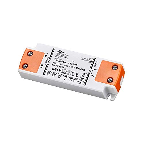 Goobay Trafo 24V (DC) für 0,5 bis 20 Watt LED-Lampen, 1 Stück, 30612, Kunststoff, W, Weiss von goobay