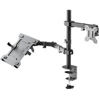 goobay Notebook-Monitor-Halterung 70815 schwarz für 1 Monitor und 1 Notebook, Tischbohrung, Tischklemme von Goobay