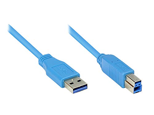 Anschlusskabel USB 3.0 Stecker A an Stecker B, blau, 3m, Good Connections® von Good Connections