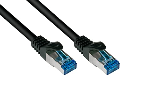 Good Connections® SmartFLEX Cat.6A Patchkabel - 30 m - Hochflexibles kurzes 10-GIGABIT PREMIUM-Ethernetkabel KUPFERLEITER / CU - Rastnasenschutz - S/FTP PiMF - halogenfrei (LSZH) - 500MHz - SCHWARZ von Good Connections