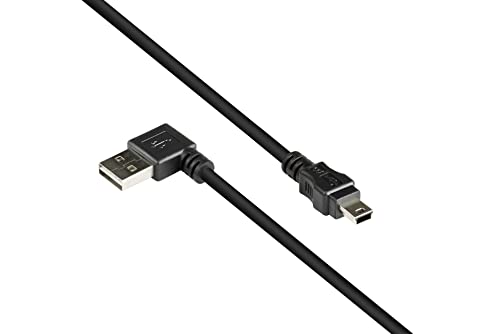 Good Connections Anschlusskabel USB 2.0 EASY Stecker A (beidseitig verwendbar, gewinkelt) an Mini B 5-pin Stecker - Folien- und Geflechtschirmung, Kupferadern (OFC) - schwarz, 2 m von Good Connections