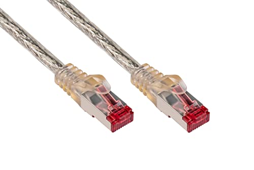 Good Connections Cat. 6 Ethernet LAN Patchkabel mit Rastnasenschutz RNS, S/FTP, PiMF, PVC, 250Mhz, Gigabit-fähig (10/100/1000-Base-T Ethernet Netzwerke), für Patchfelder, Patchpanels, Switch, Router, Modems, transparent, 0,25m von Good Connections