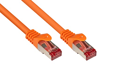 Good Connections Cat. 6 Ethernet LAN Patchkabel mit Rastnasenschutz RNS, S/FTP, PiMF, PVC, 250Mhz, Gigabit-fähig (10/100/1000-Base-T Ethernet Netzwerke), für Patchfelder, Patchpanels, Switch, Router, Modems, orange, 20m von Good Connections