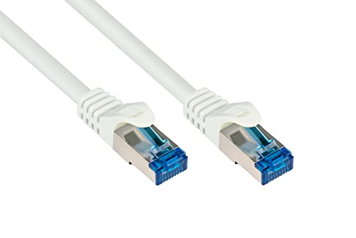 Good Connections Cat.6A Ethernet LAN Patchkabel mit Rastnasenschutz RNS, S/FTP, PiMF, halogenfrei, 500MHz, OFC, 10-Gigabit-fähig (10/100/1000/10000-Base-T Ethernet Netzwerke) - z.B. für Patchpanel, Switch, Router, Modem - weiß, 0,25m von Good Connections