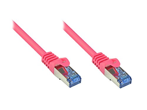 Good Connections Cat.6A Ethernet LAN Patchkabel mit Rastnasenschutz RNS, S/FTP, PiMF, halogenfrei, 500MHz, OFC, 10-Gigabit-fähig (10/100/1000/10000-Base-T Ethernet Netzwerke) - z.B. für Patchpanel, Switch, Router, Modem - magenta, 0,25m von Good Connections