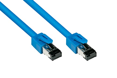 Good Connections PREMIUM Cat. 8.1 Patchkabel - 3 m - RNS Rastnasenschutz -S/FTP- 40GB/2000MHz - KUPFER-Leiter CU - Halogenfrei LSZH - Netzwerk-LAN-Kabel kompatibel zu CAT. 7 / 6A / 6 / 5e - BLAU von Good Connections