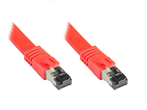 Good Connections PREMIUM Cat. 8.1 FLACH-Patchkabel - 7,5 m - U/FTP - 40GBit/s - 2000MHz - KUPFER-Leiter CU - Halogenfrei LSZH - Netzwerk-LAN-Kabel kompatibel zu CAT. 7 / 6A / 6 / 5e - ROT von Good Connections