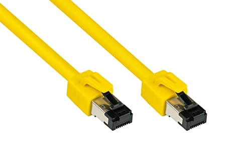 Good Connections PREMIUM Cat. 8.1 Patchkabel - 10 m - RNS Rastnasenschutz -S/FTP- 40GB/2000MHz - KUPFER-Leiter CU - Halogenfrei LSZH - Netzwerk-LAN-Kabel kompatibel zu CAT. 7 / 6A / 6 / 5e - GELB von Good Connections