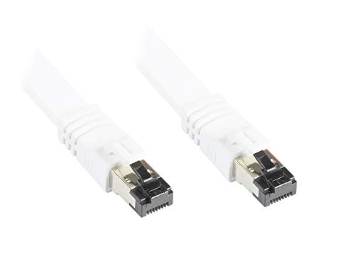 Good Connections Premium Cat. 8.1 Flach-Patchkabel - 0, 5 m - U/FTP - 40Gbit/S - 2000MHz - Kupfer-Leiter Cu - halogenfrei LSZH - Netzwerk-LAN-Kabel kompatibel zu Cat. 7/ 6A/ 6/ 5E - Weiss von Good Connections