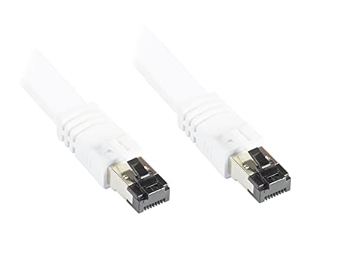 Good Connections Premium Cat. 8.1 Flach-Patchkabel - 2 m - U/FTP - 40Gbit/S - 2000MHz - Kupfer-Leiter Cu - halogenfrei LSZH - Netzwerk-LAN-Kabel kompatibel zu Cat. 7/ 6A/ 6/ 5E - Weiss von Good Connections