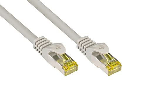 Good Connections RJ45 Ethernet LAN Patchkabel mit Cat. 7 Rohkabel und Rastnasenschutz RNS, S/FTP, PiMF, halogenfrei, 500MHz, OFC, 10-Gigabit-fähig (10/100/1000/10000-Base-T Ethernet Netzwerke) - z.B. für Patchpanel, Switch, Router, Modem - grau, 7,5 m von Good Connections
