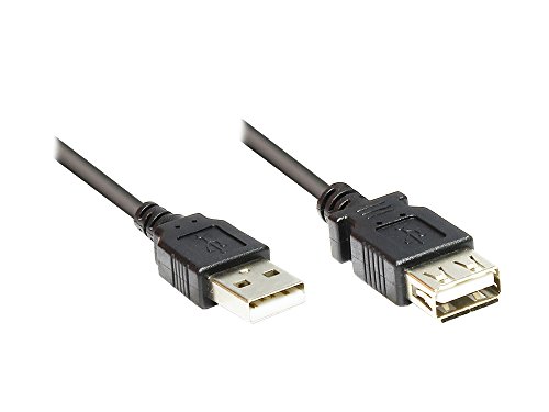 Verlängerung USB 2.0 Stecker A an Buchse A, schwarz, 0,3m, Good Connections® von Good Connections